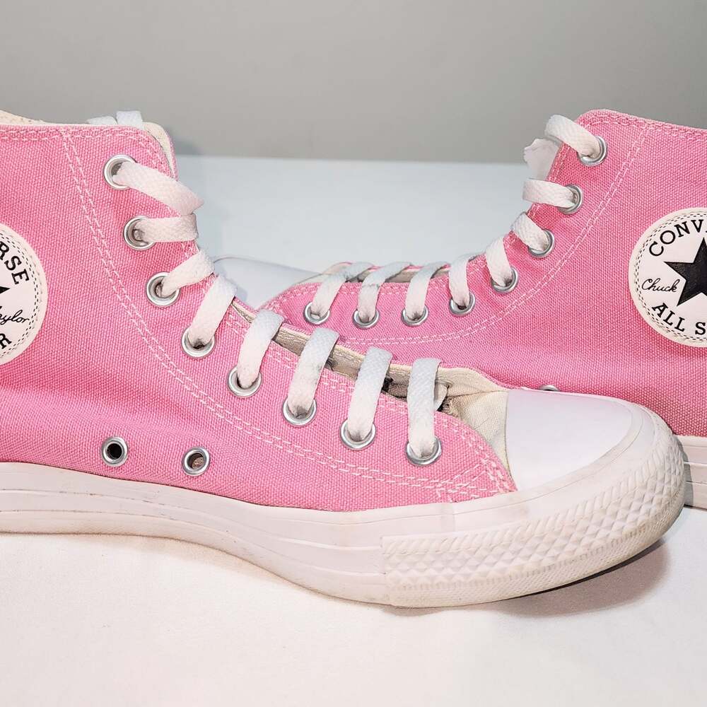 Custom Pink Canvas "Love" Converse High Top Sneakers